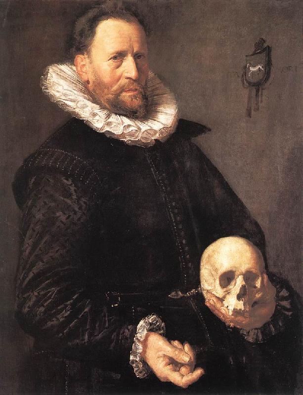 HALS, Frans Portrait of a Man Holding a Skull s oil painting image